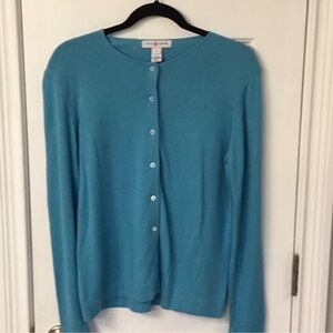 Saks Fifth Avenue Blue Cashmere Cardigan Sweater